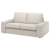 KIVIK Sofa, beige, kastenförmige Form, niedrige Armlehnen, weicher Stoff.