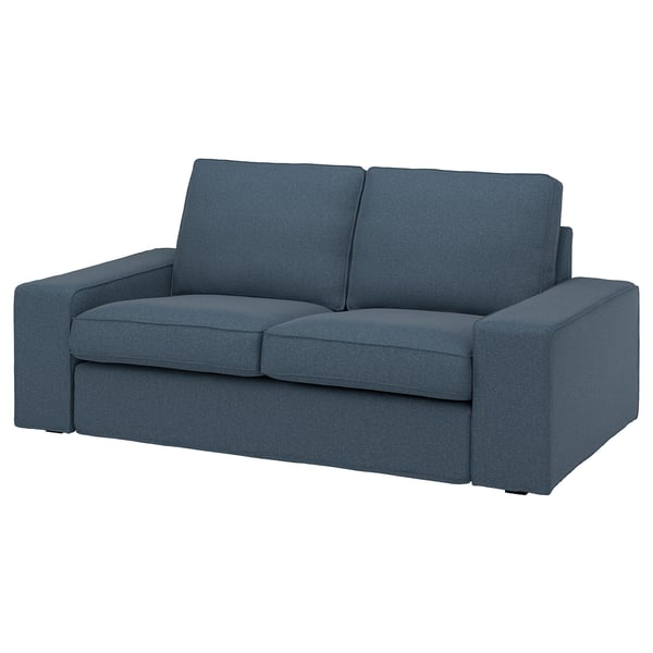 Blaues KIVIK-Sofa mit klaren Linien, abnehmbaren Armlehnen und tiefen Sitzkissen, perfekt zum Entspannen.
