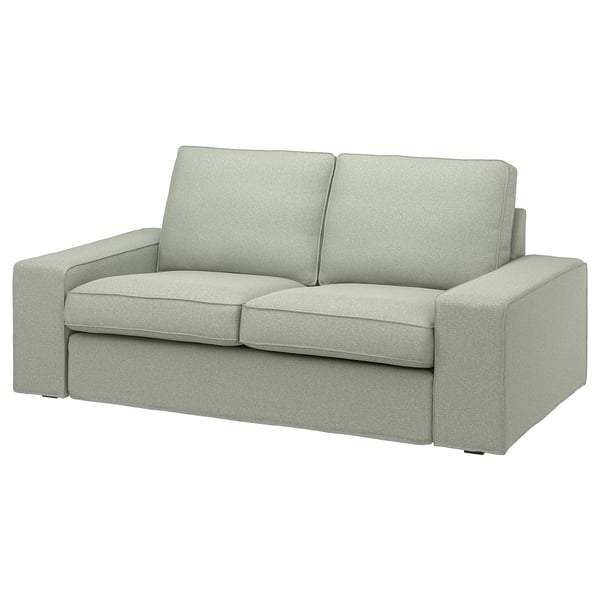 KIVIK Sofa: kompakt, grau, plüschig. Abgewinkeltes Design mit niedrigen Armlehnen.