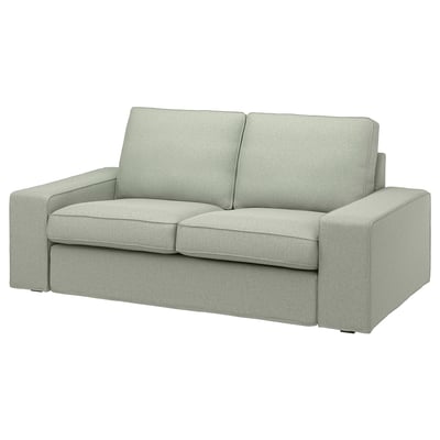 KIVIK Sofa: kompakt, grau, plüschig. Abgewinkeltes Design mit niedrigen Armlehnen.
