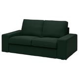 Dunkelgrünes KIVIK Sofa, modernes Design mit klaren Linien, tiefe Kissen für Komfort, robuster Stoffbezug.
