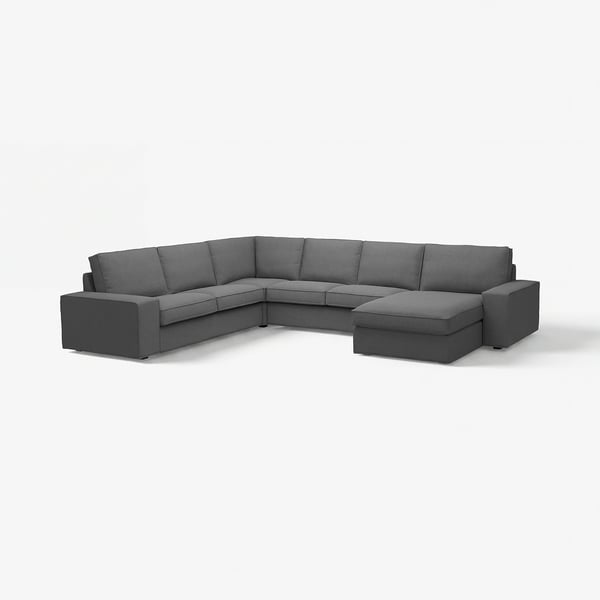 KIVIK 5er-Ecksofa mit Récamiere, Tallmyra mittelgrau