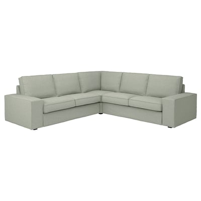 KIVIK Sofa, hellgrau, L-förmige, weiche Kissen, gepolstert mit Gunnared-Stoff.