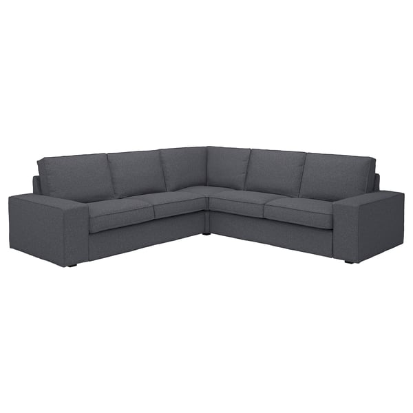 KIVIK graues L-förmiges Sofa, modernes Design, bequeme, breite Kissen.