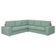 Ecksofa KIVIK: hellgrün, modernes Design mit niedrigen Armlehnen, Plüschkissen für mehr Komfort.