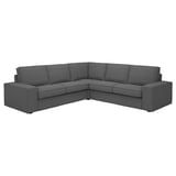 KIVIK Ecksofa, grau. Modernes Design mit grauem Stoffbezug, weichen Kissen und tiefen Sitzen für mehr Komfort.