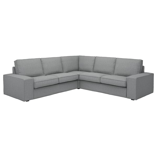 KIVIK graues L-förmiges Sofa, modernes Design, weicher Stoff, tiefe Kissen.