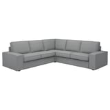 KIVIK graues L-förmiges Sofa, modernes Design, weicher Stoff, tiefe Kissen.