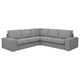 KIVIK graues L-förmiges Sofa, modernes Design, weicher Stoff, tiefe Kissen.