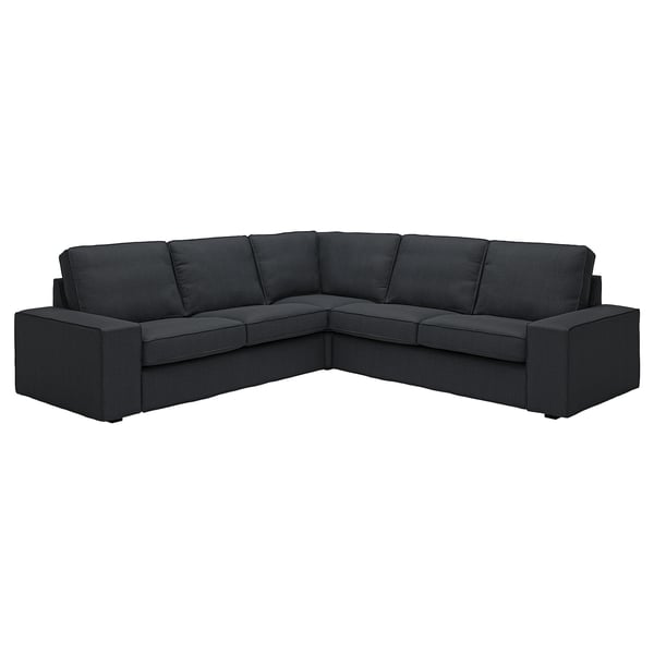 KIVIK Sektionssofa, dunkelgrau, schlankes und modernes Design, dicke Kissen für Komfort.