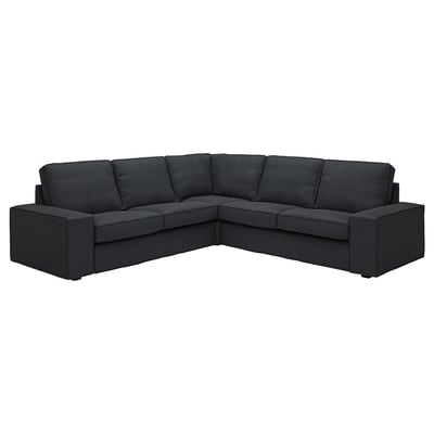 KIVIK Sektionssofa, dunkelgrau, schlankes und modernes Design, dicke Kissen für Komfort.