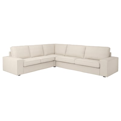 KIVIK Sofa, cremefarben, L-förmig, komfortorientiertes Design, abnehmbare Bezüge.