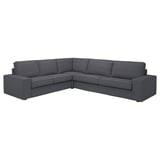 KIVIK dunkelgraues L-förmiges Sofa, modernes Design mit niedrigen Armlehnen, tiefe Kissen für mehr Komfort.