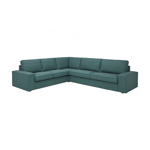 KIVIK türkisfarbenes Ecksofa, schlankes, modernes Design mit weichen Kissen.