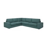 KIVIK türkisfarbenes Ecksofa, schlankes, modernes Design mit weichen Kissen.