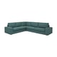 KIVIK türkisfarbenes Ecksofa, schlankes, modernes Design mit weichen Kissen.