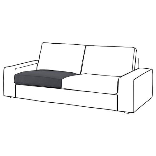 Ein modernes, helles Sofa namens KIVIK mit minimalistischem Design, klaren Linien und quadratischen Kissen.