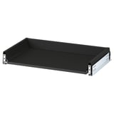 Eine schwarze Schublade von KNIVSHULT mit einem schlanken Design. Es glättet die Seiten und besteht aus Stahl und Spanplatten.
