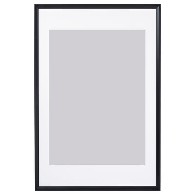 Schwarzer Bilderrahmen mit weißer Matte, geeignet für Wand- oder Tischdisplays, hat einen dünnen Rand und einen Frontschutz aus Kunststoff.