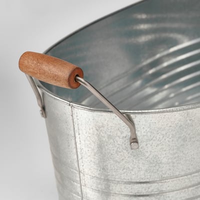 KORKGRAN Übertopf, drinnen/draußen/verzinkt, 27x58 cm