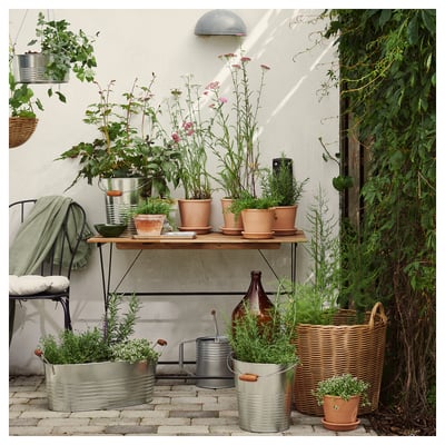 KORKGRAN Übertopf, drinnen/draußen/verzinkt, 27x58 cm