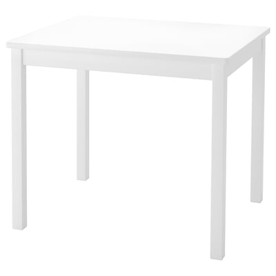KRITTER: quadratischer, weißer Kindertisch, vier Beine, schlichtes Design. Perfekt für kleine Räume.