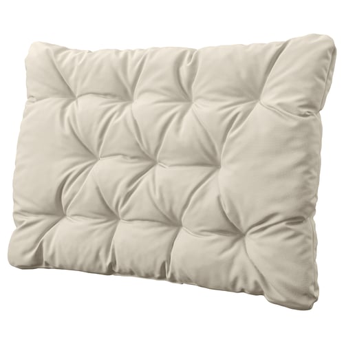 KUDDARNA beiges Outdoor-Kissen, rechteckig mit Rautenmuster, nachhaltiges recyceltes Polyester.