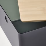 KUGGIS Box mit Deckel, transparent schwarz/Bambus, 26x35x15 cm