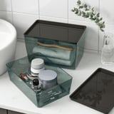 KUGGIS Box mit Deckel, transparent schwarz, 18x26x8 cm