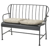 LÄCKÖ 2er-Sofa/außen, grau/Kuddarna helles Graubeige