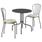 LÄCKÖ Tisch+2 Stühle/außen, grau/Kuddarna helles Graubeige, 70 cm