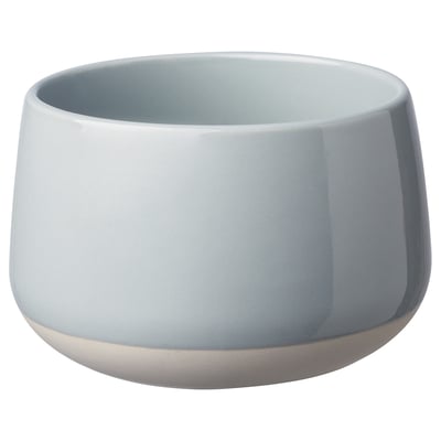 LAGERBÄR Schale aus blau glasiertem Steinzeug, runde Form, glattes Design.