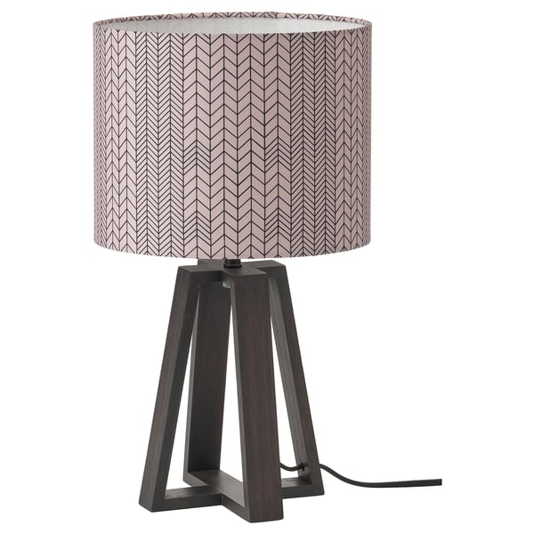 lakafors tischleuchte dunkelbraun holz dunkelrosa schwarz 40 cm ikea osterreich