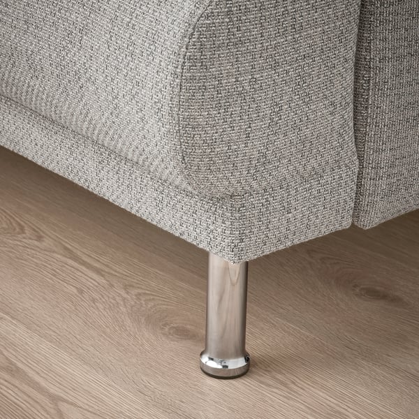 Nahaufnahme eines modernen Sofabeins, schlank und poliert, das hochwertige Handwerkskunst und robustes Design zeigt.