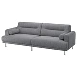 LÅNGARYD graues Sofa: stilvoller Dreisitzer mit Stoff- und Chrombeinen, leicht zu reinigen.