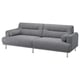 LÅNGARYD graues Sofa: stilvoller Dreisitzer mit Stoff- und Chrombeinen, leicht zu reinigen.