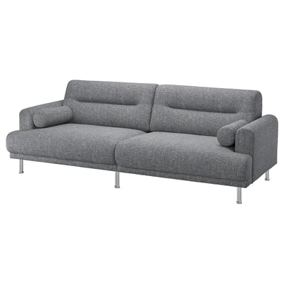 LÅNGARYD graues Sofa: stilvoller Dreisitzer mit Stoff- und Chrombeinen, leicht zu reinigen.