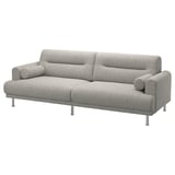Modernes graues LÅNGARYD-Sofa, weiche runde Formen, verchromte Beine, gemütlich und stilvoll.