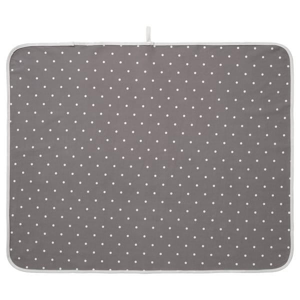 Polkadot graue Babymatte, Baumwolle & Polyester, weich, quadratisch, faltbar.