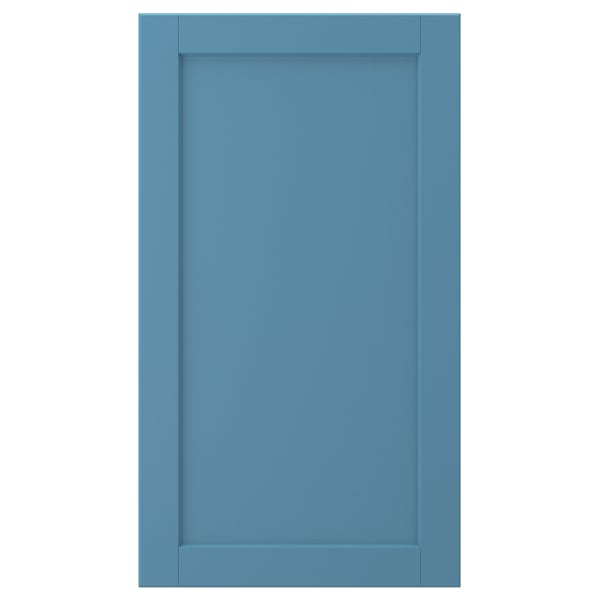 LERHYTTAN blaue Tür, Birkenfurnier, Massivholzrahmen, traditionelles Design.
