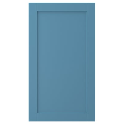 LERHYTTAN blaue Tür, Birkenfurnier, Massivholzrahmen, traditionelles Design.