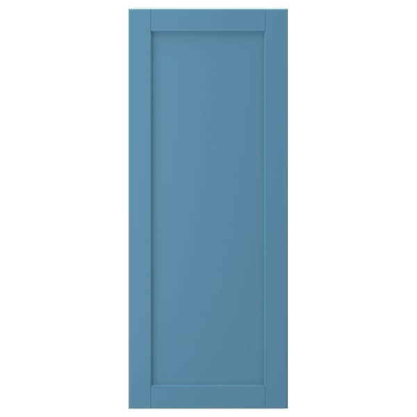 LERHYTTAN blaue Küchenschranktür, Birkenfurnier, mit abgeschrägtem Holzrahmen.