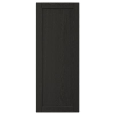 LERHYTTAN schwarze Küchentür, Massivholzrahmen mit Eschenfurnierplatte, traditionelles Design.