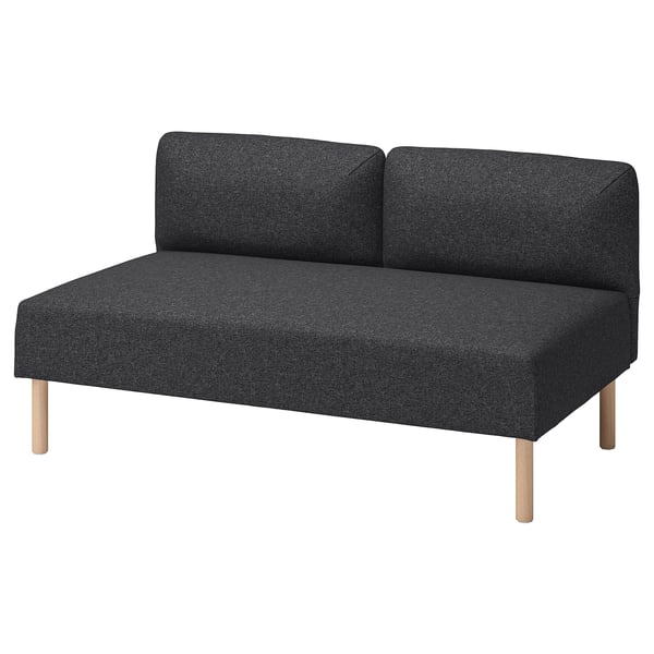Dunkelgraues modulares Sofa, LILLEHEM, mit Holzbeinen und minimalistischem Design.