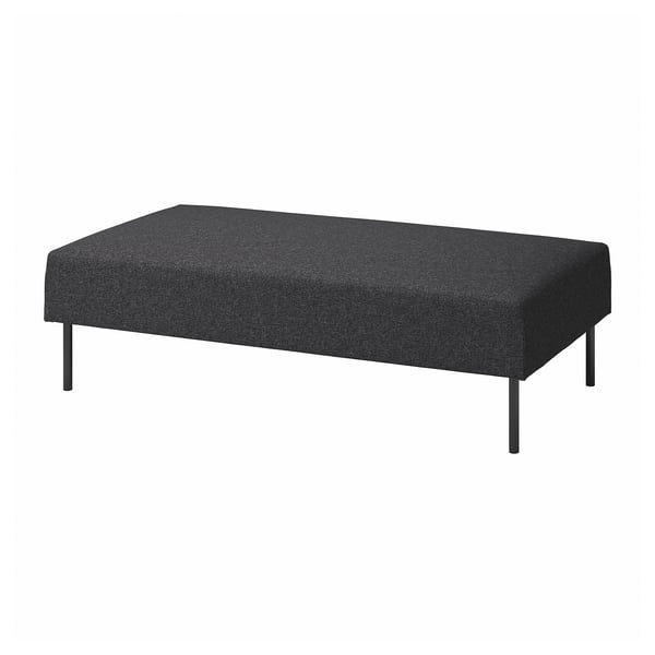 LILLEHEM 2-Sitzer-Sofa aus anthrazitfarbenem Stoff, modernes Design, rechteckige Form, dunkelgrau, Metallbeine.