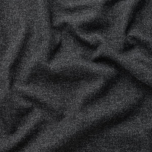 Nahaufnahme aus dunklem Stoff; Strukturiertes, gewebtes Gunnared-Material, sieht weich und langlebig aus.