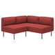 Option: Hellorangefarbenes Ecksofa LILLEHEM. Modernes, modulares Design, mit Stahlbeinen. Leicht zu reinigender, wollähnlicher Stoffbezug.