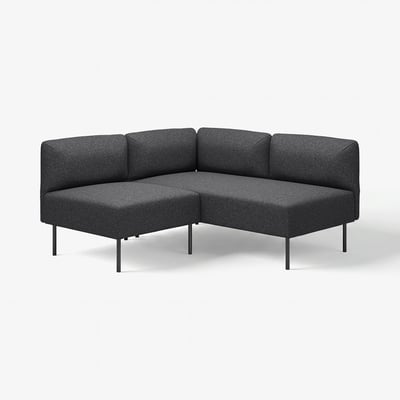 Modernes graues LILLEHEM-Modulsofa, U-förmig, Metallbeine, abnehmbarer Stoffbezug.