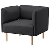 Lilleham Stuhl, dunkelgrau, Stoff, eckiges Design, vier Holzbeine.