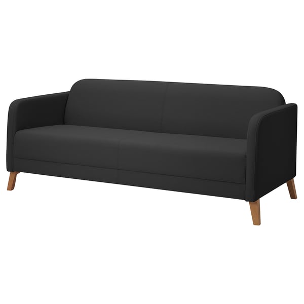 Schwarzes Sofa, moderne Holzbeine